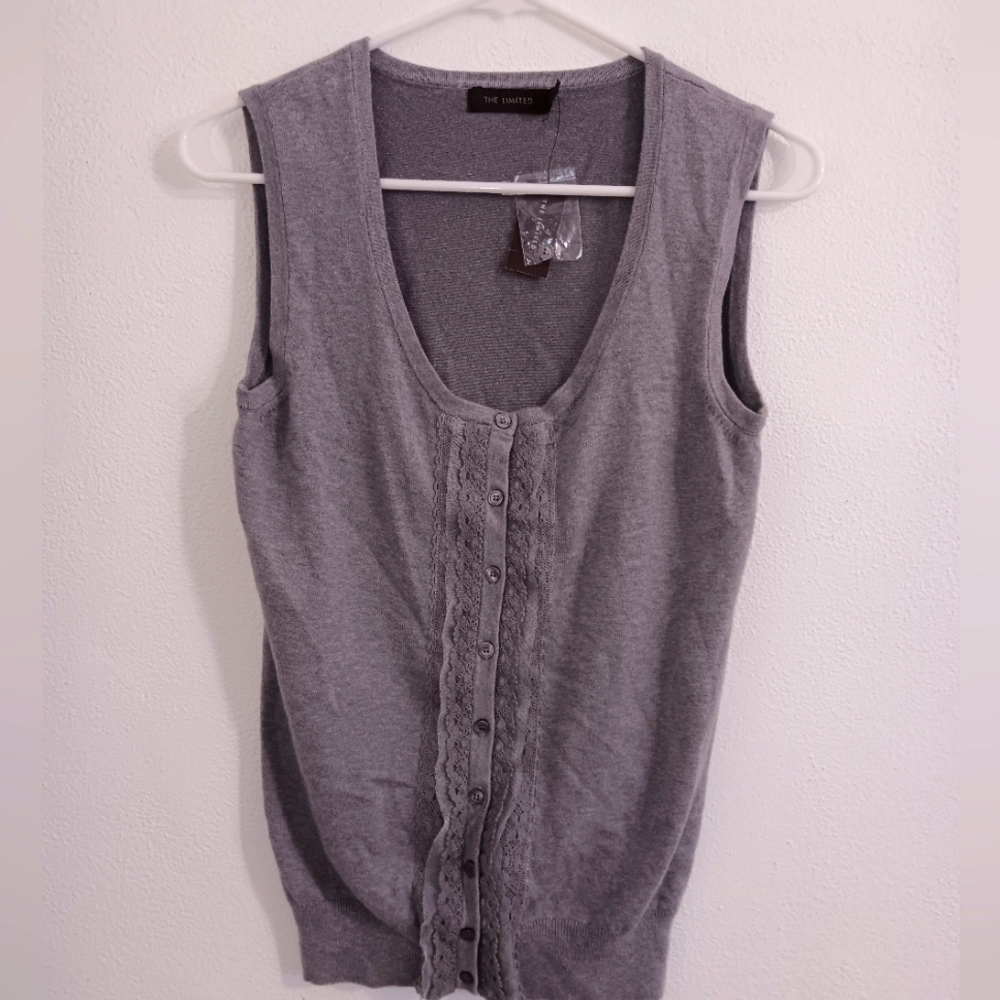 The Limited sweater vest women's gray size S  NWT
